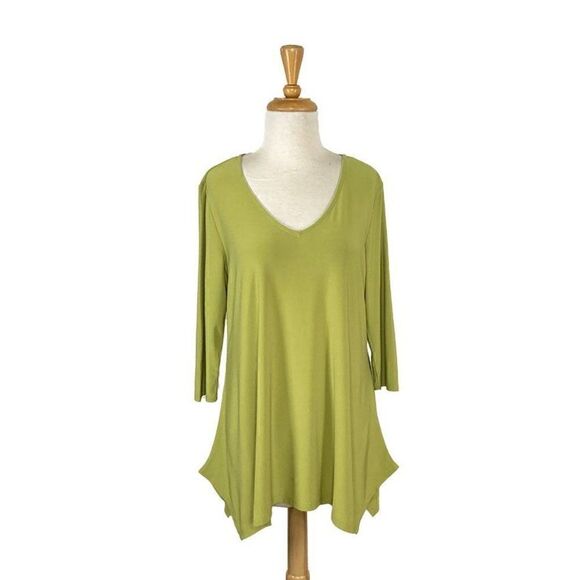 Alisha.d S Apple Green Tunic Top ADT-05A Art To Wear Travel Lagenlook Coastal - Picture 7 of 8